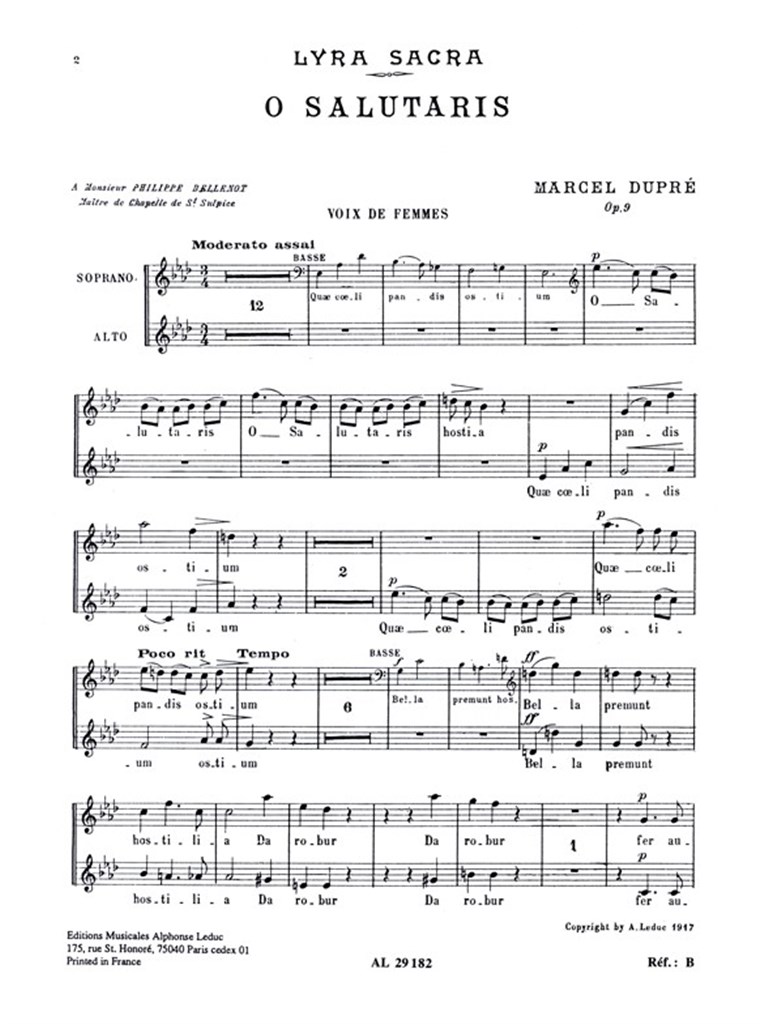 Marcel Dupre: 4 Motets Op.9, No.1: O Salutaris